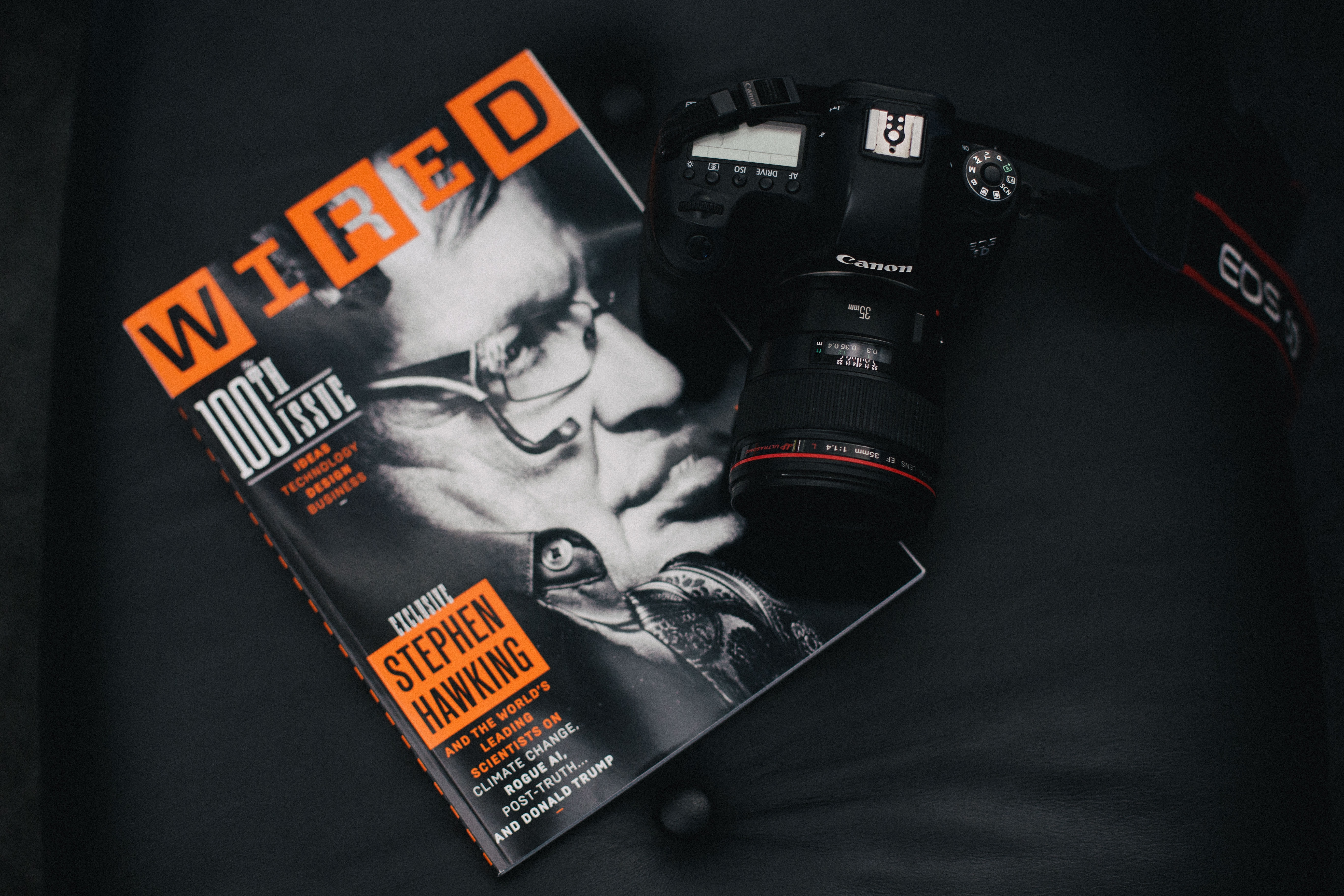 Wired magazine cover next to a camera